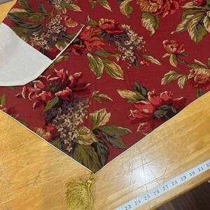 Croscill Home Serena Red Floral Pointed Window Valance with Tassel 40x25 Classic